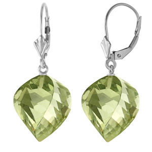 14K. LEVERBACK EARRING TWISTED BRIOLETTE GTEEN AMETHYS (White Gold)